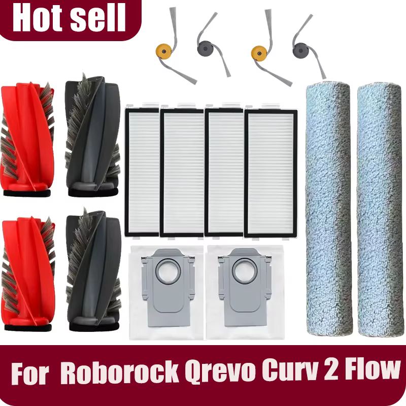 Roborock Qrevo Curv 2 flux/A2240RR Robot aspirateur pièces de rechange brosses latérales principales tissus de vadrouille filtres HEPA sacs à poussière accessoire