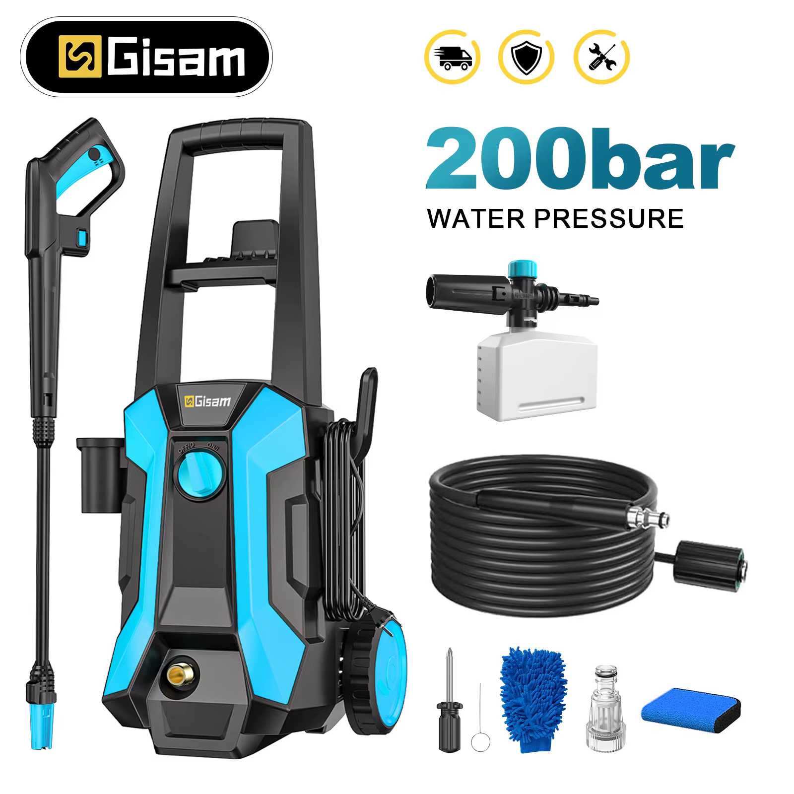 Nettoyeur haute pression électrique Gisam 200 bars 2200 W
