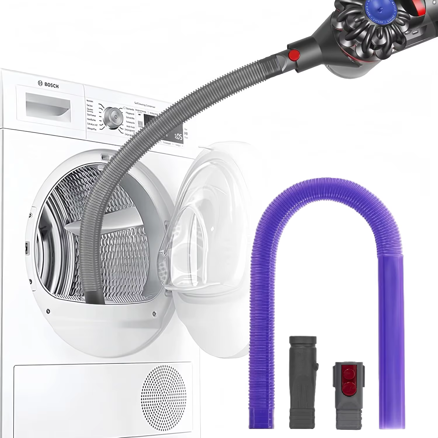 Buse d'aspiration pour dépoussiérage des conduits de sèche-linge et outil de nettoyage des fentes pour aspirateurs sans fil Dyson V7 V8 V10 V11 V12 V15 Gen5