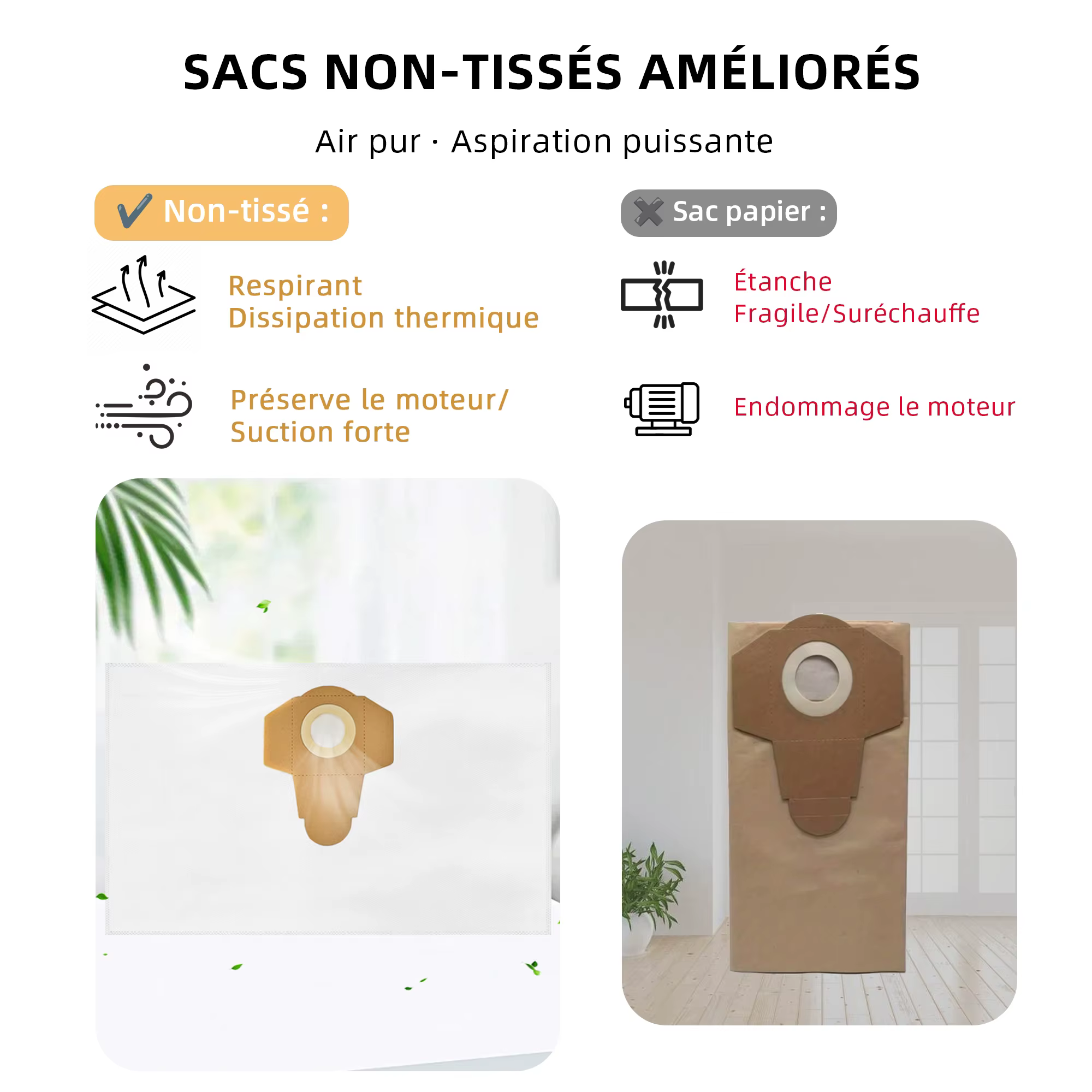 Sacs pour aspirateur 30/40 L compatibles avec tous les aspirateurs Einhell I adaptés au sac collecteur de poussière