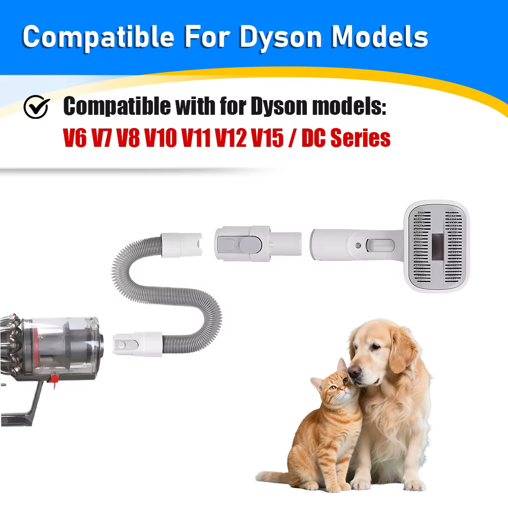 Brosse à poils pour animaux de compagnie de taille moyenne/grande pour aspirateur Dyson V6 V7 V8 V10 V11 V12 V15, tuyau extensible, outil de toilettage pour animaux