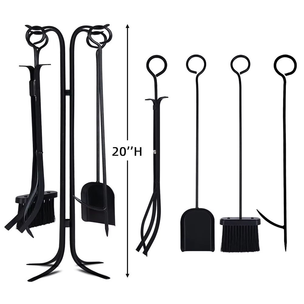 Ensemble d'outils de nettoyage de cheminée en fer lourd de haute qualité