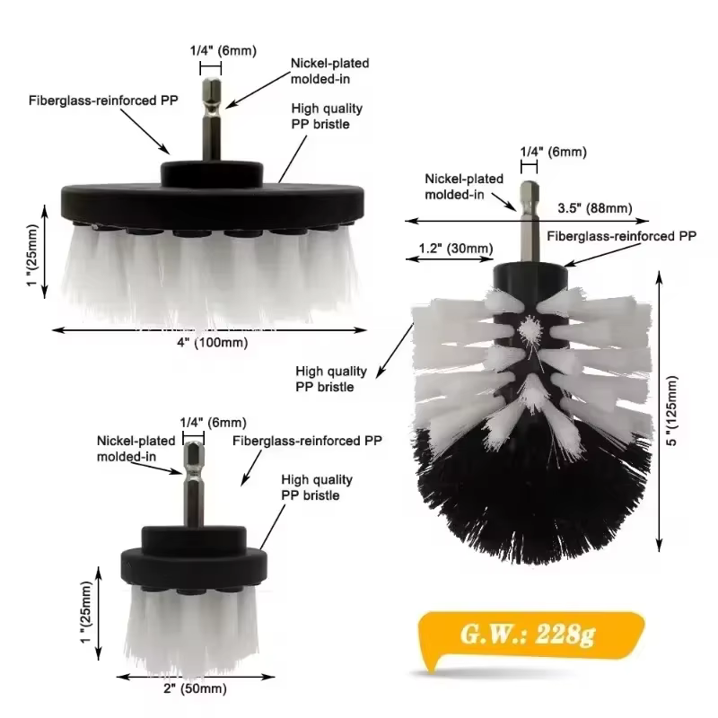 Brosse de forage, fixation de brosse
