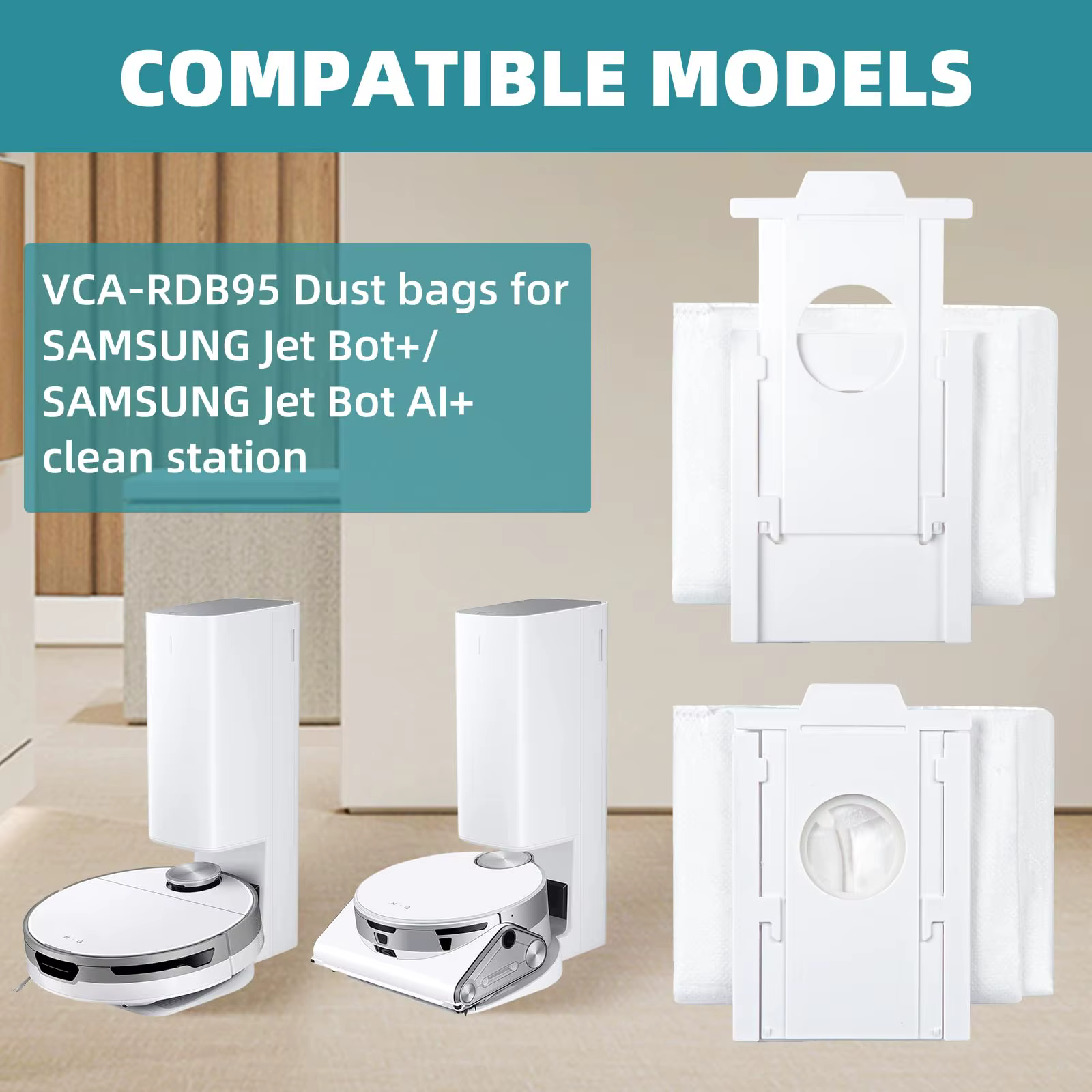Sac à poussière pour Samsung Accessoires VCA-RDB95 Jet Bot + Jet Bot AI + Robot Aspirateur Sac sale Remplacement Pièces de sac d'aspirateur