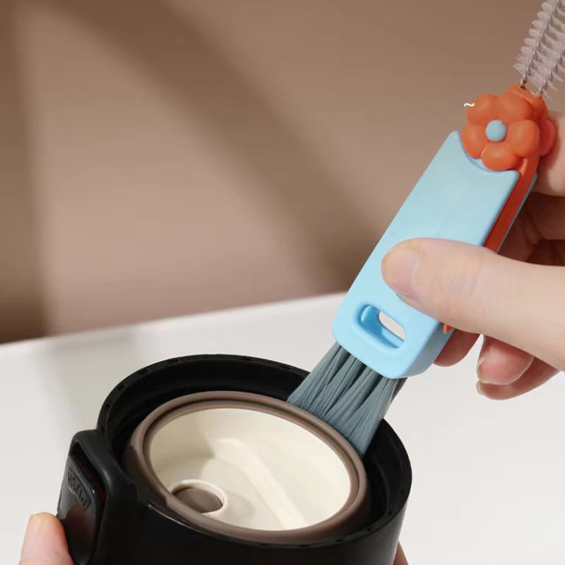 3 en 1 mignon pétale tasse couvercle brosse de nettoyage ensemble Mini