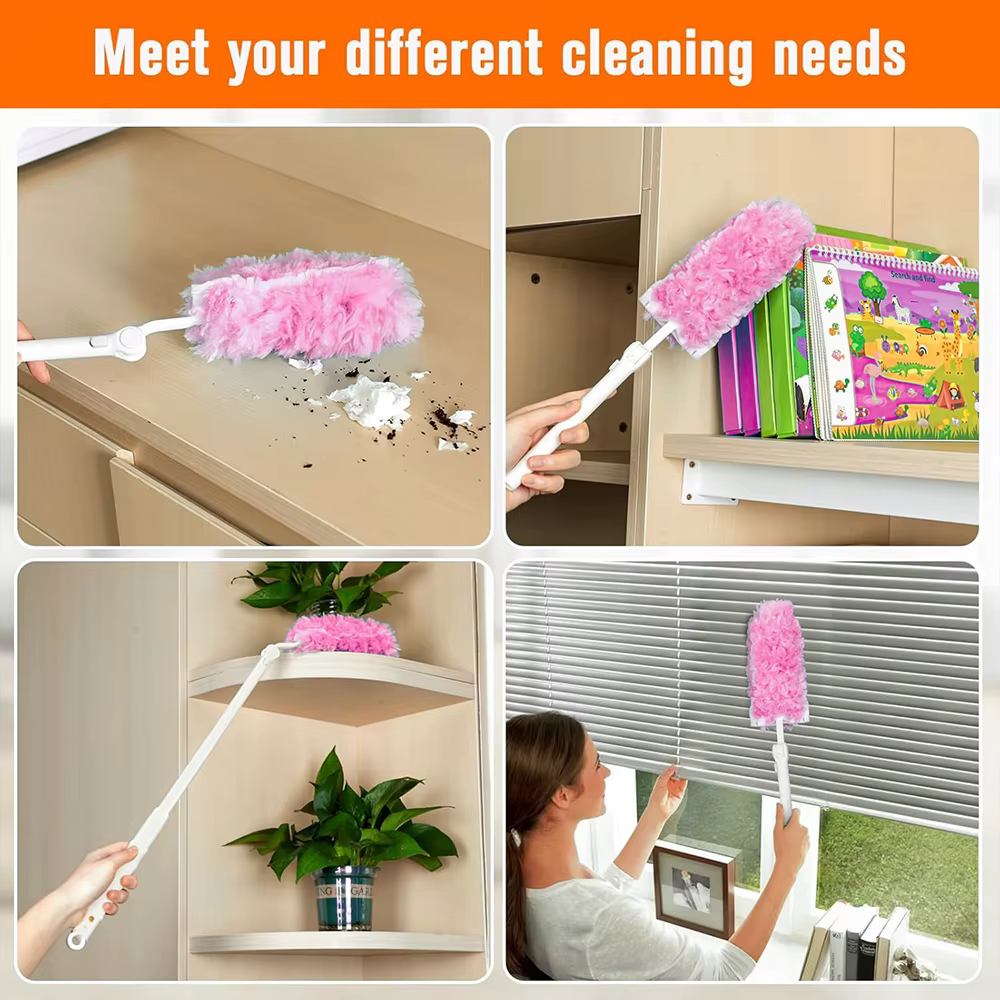 Plumeau à poussière compatible avec la tête de dépoussiérage Swiffer 360, rose