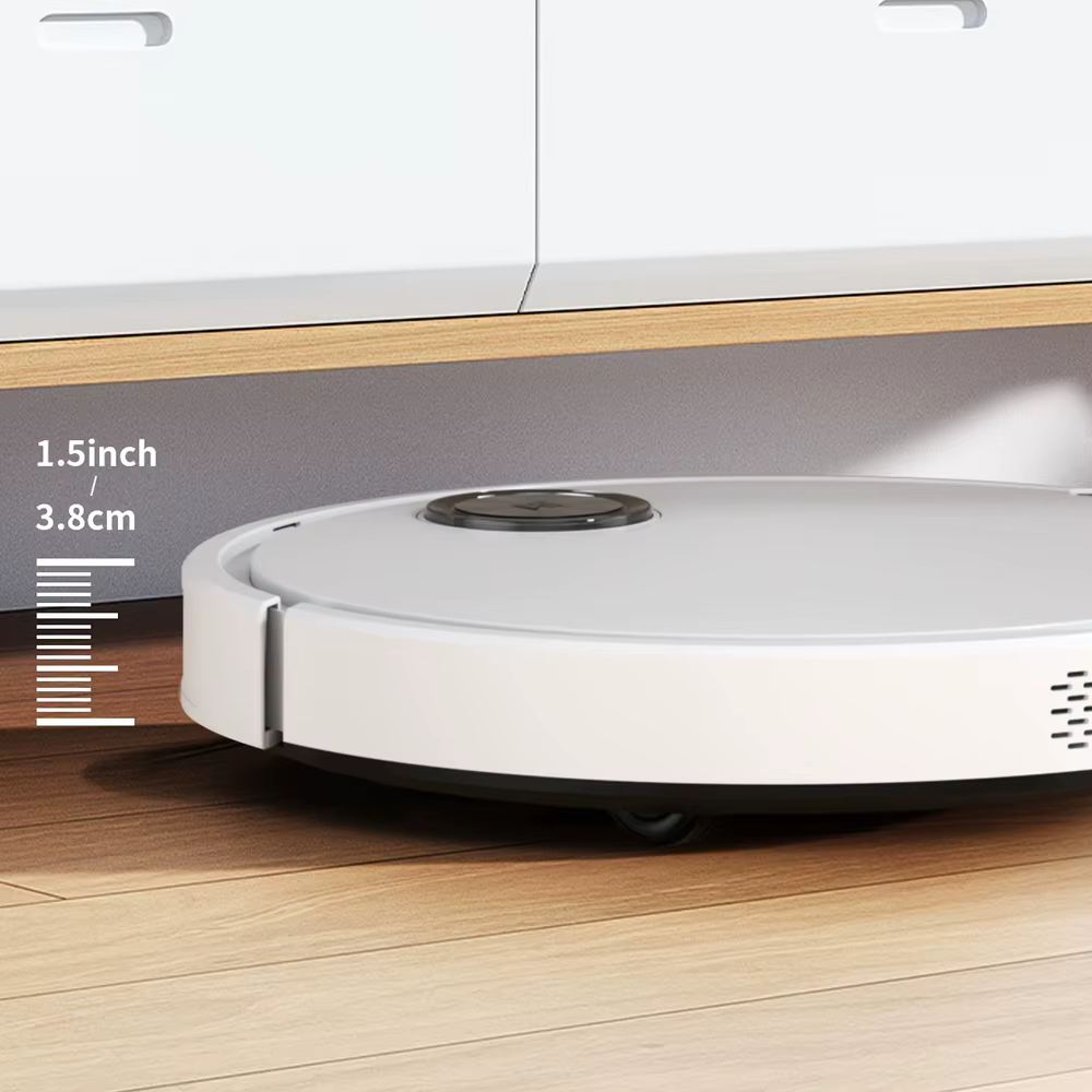 Robot aspirateur et serpillière combinés, aspirateur robot 2 en 1 avec application/télécommande, forte aspiration, fin, idéal pour les sols durs, les poils d'animaux