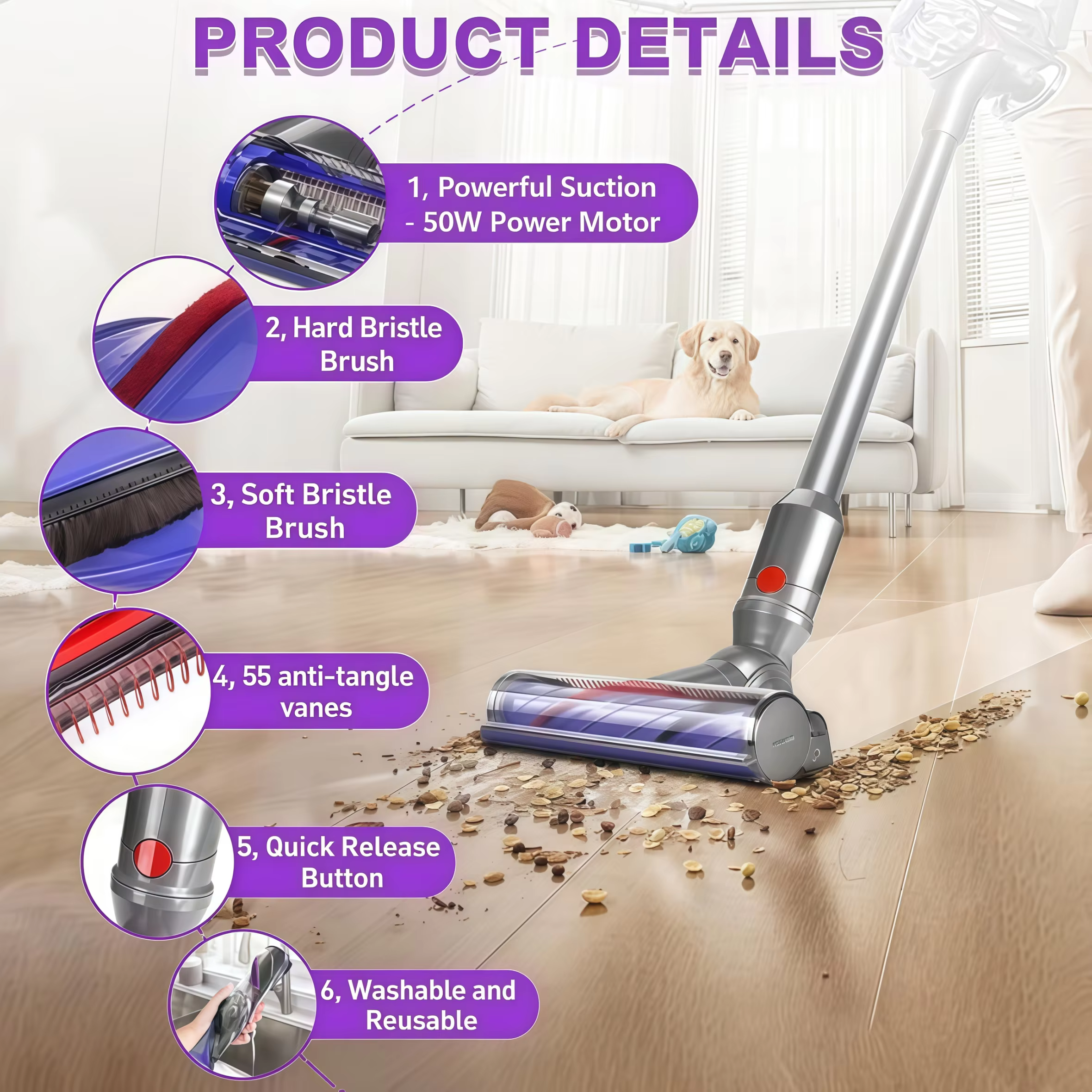 Tête de nettoyage à rouleau à entraînement direct V12 Detect Slim pour aspirateur Dyson SV18 Digital